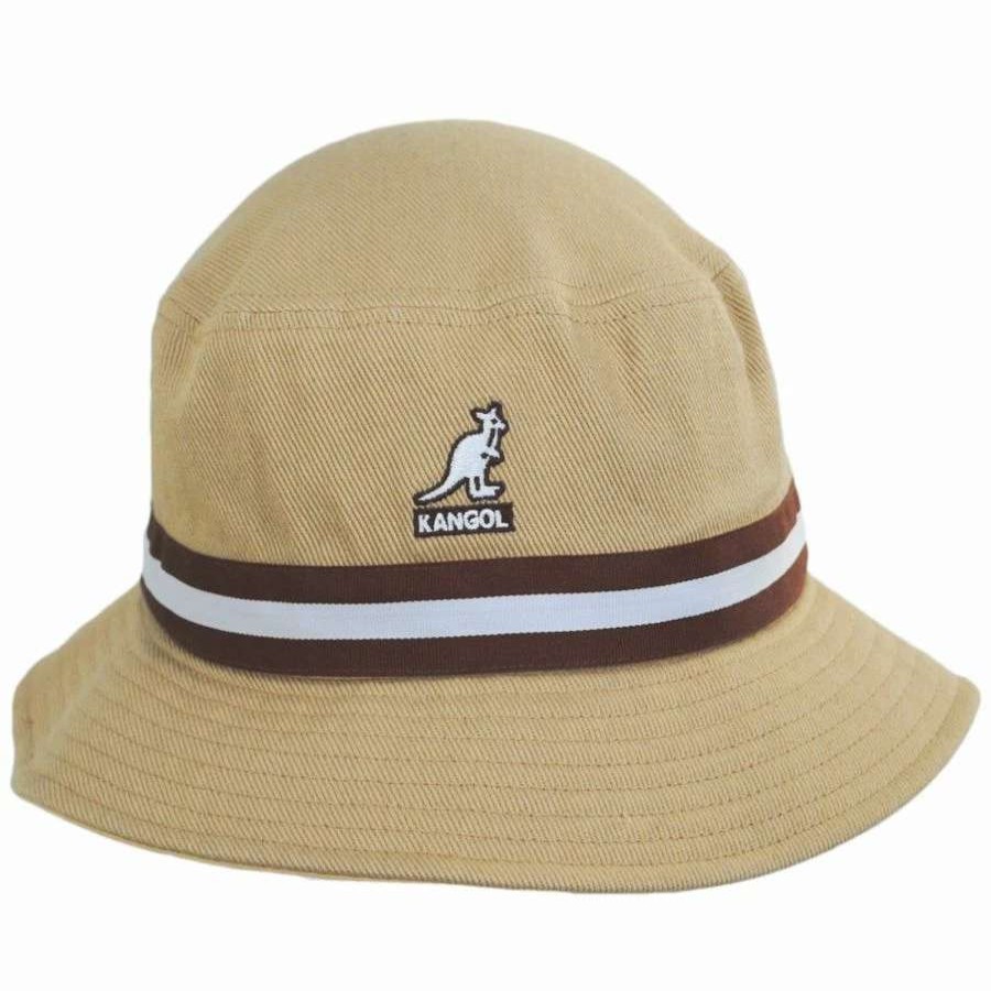 Bucket Hats * | Kangol Stripe Lahinch Cotton Bucket Hat Oatmeal