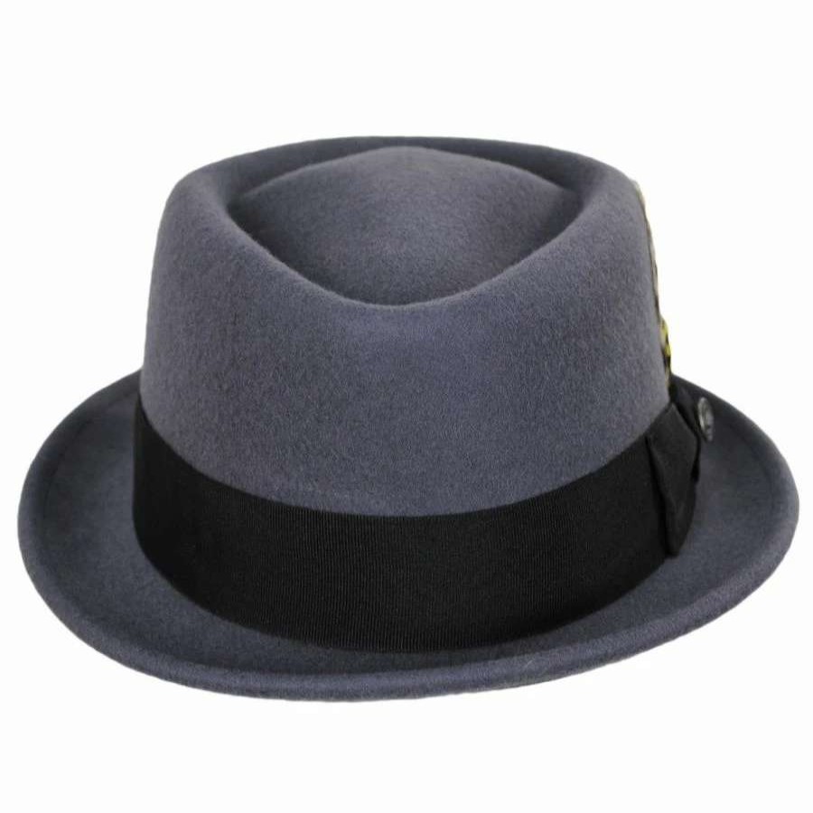 Fedoras * | Wool Felt Diamond Crown Fedora Hat Gray