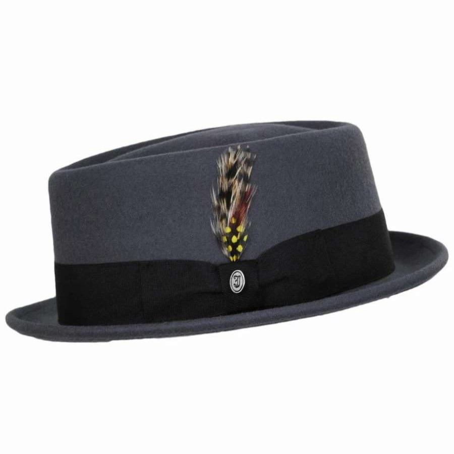 Fedoras * | Wool Felt Diamond Crown Fedora Hat Gray