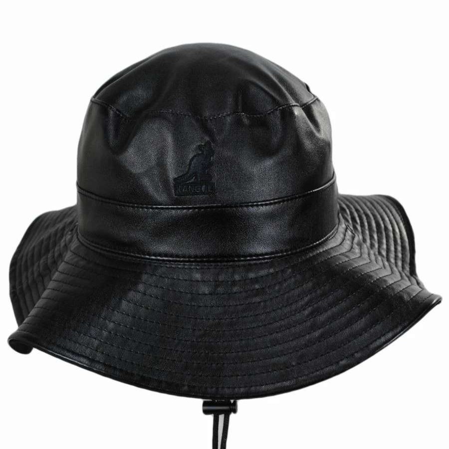 Bucket Hats * | Kangol Reversible Faux Leather Bucket Hat