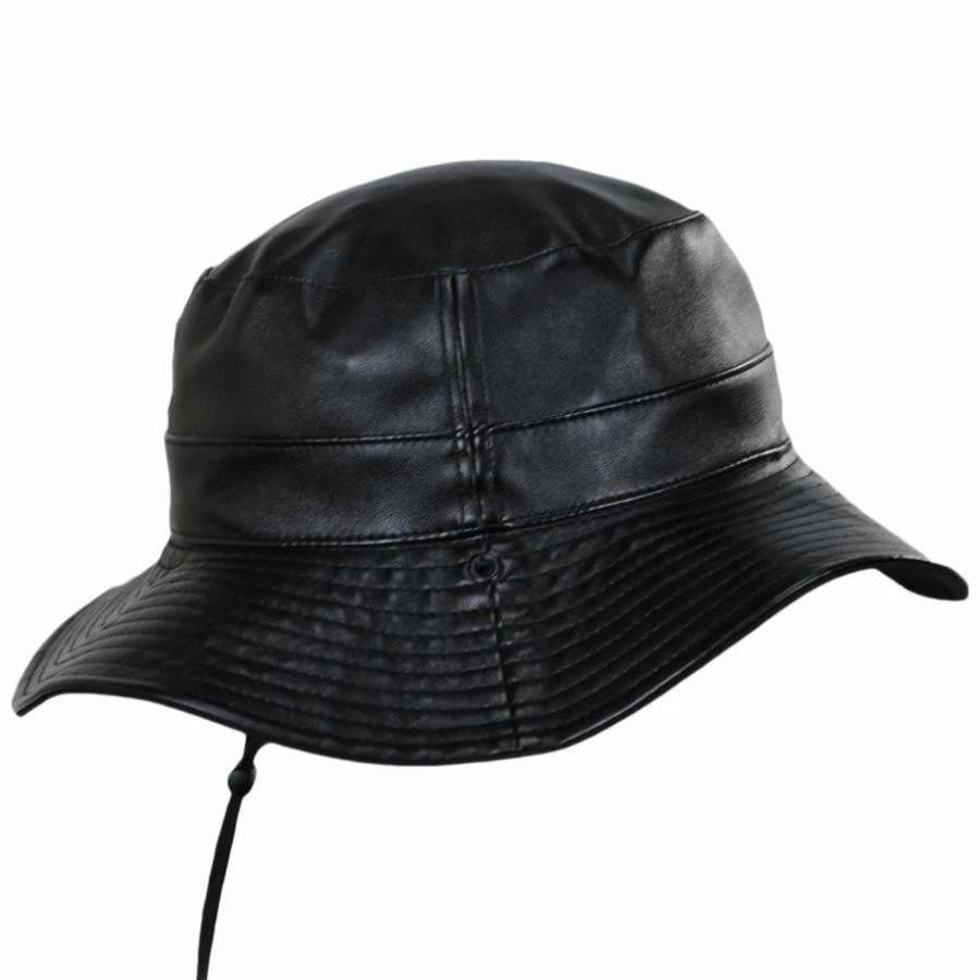 Bucket Hats * | Kangol Reversible Faux Leather Bucket Hat