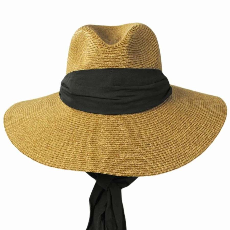 Women'S Hats * | Scala Emelia Scarf Toyo Braid Safari Fedora Hat