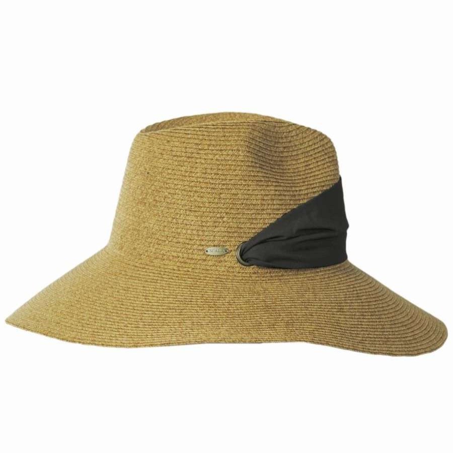 Women'S Hats * | Scala Emelia Scarf Toyo Braid Safari Fedora Hat