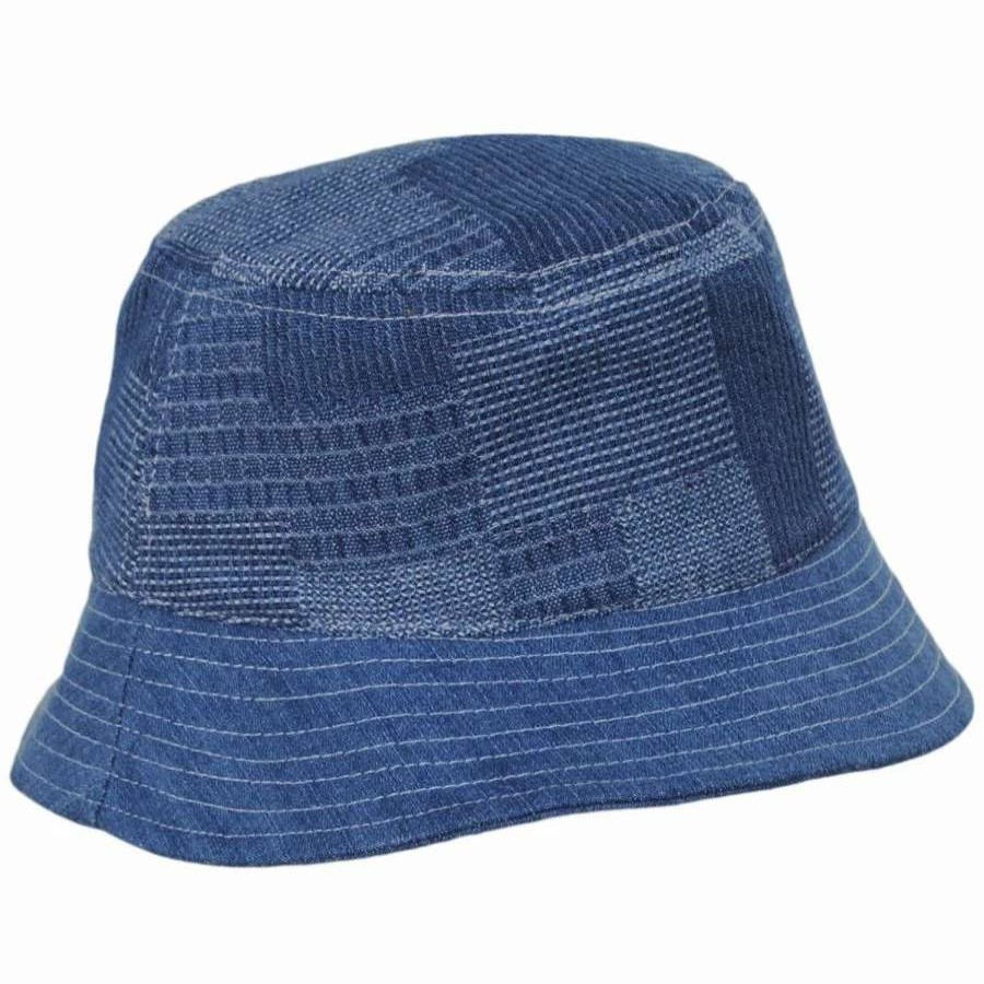 Bucket Hats * | Stetson Quentin Reversible Patchwork Denim Bucket Hat