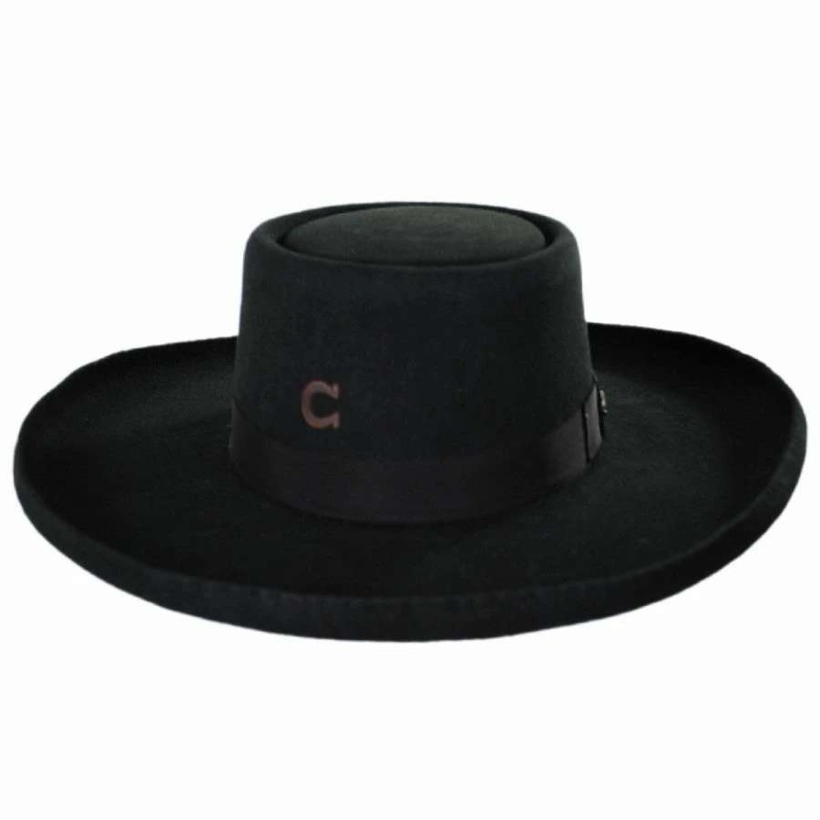 Cowboy & Western Hats * | Charlie 1 Horse Tattoos And Scars Wool Felt Gambler Hat