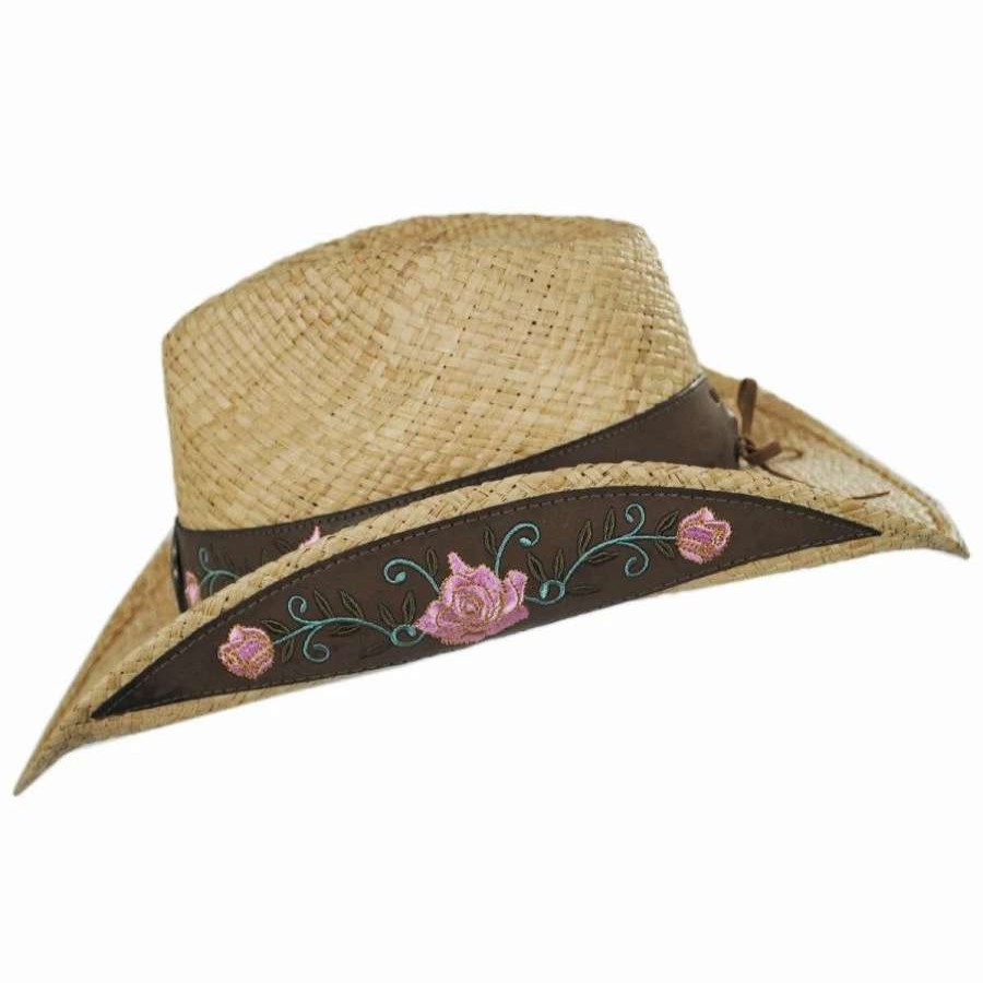 Cowboy & Western Hats * | Pink Rose Raffia Straw Western Hat