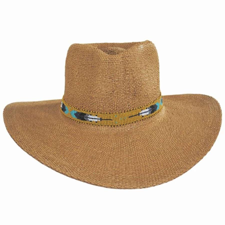 Fedoras * | Yellow Feather Toyo Straw Rancher Fedora Hat