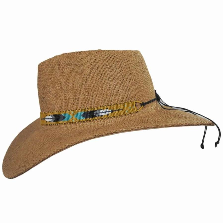 Fedoras * | Yellow Feather Toyo Straw Rancher Fedora Hat