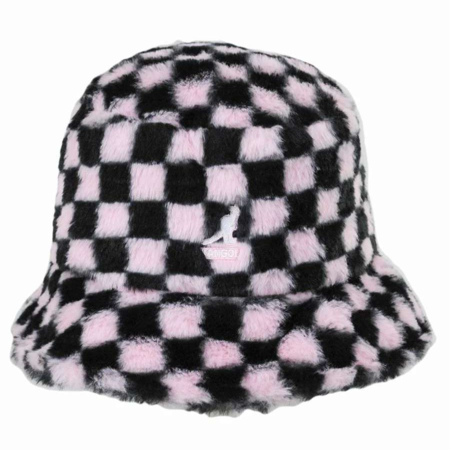 Outdoors * | Kangol Checkerboard Faux Fur Bucket Hat