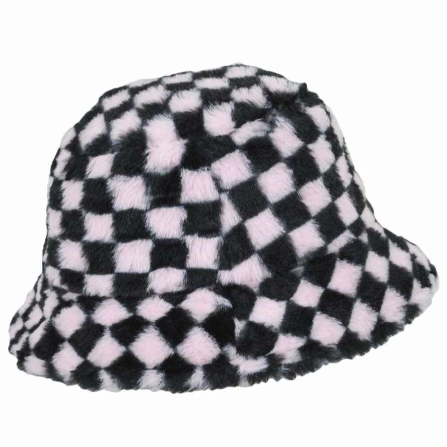 Outdoors * | Kangol Checkerboard Faux Fur Bucket Hat