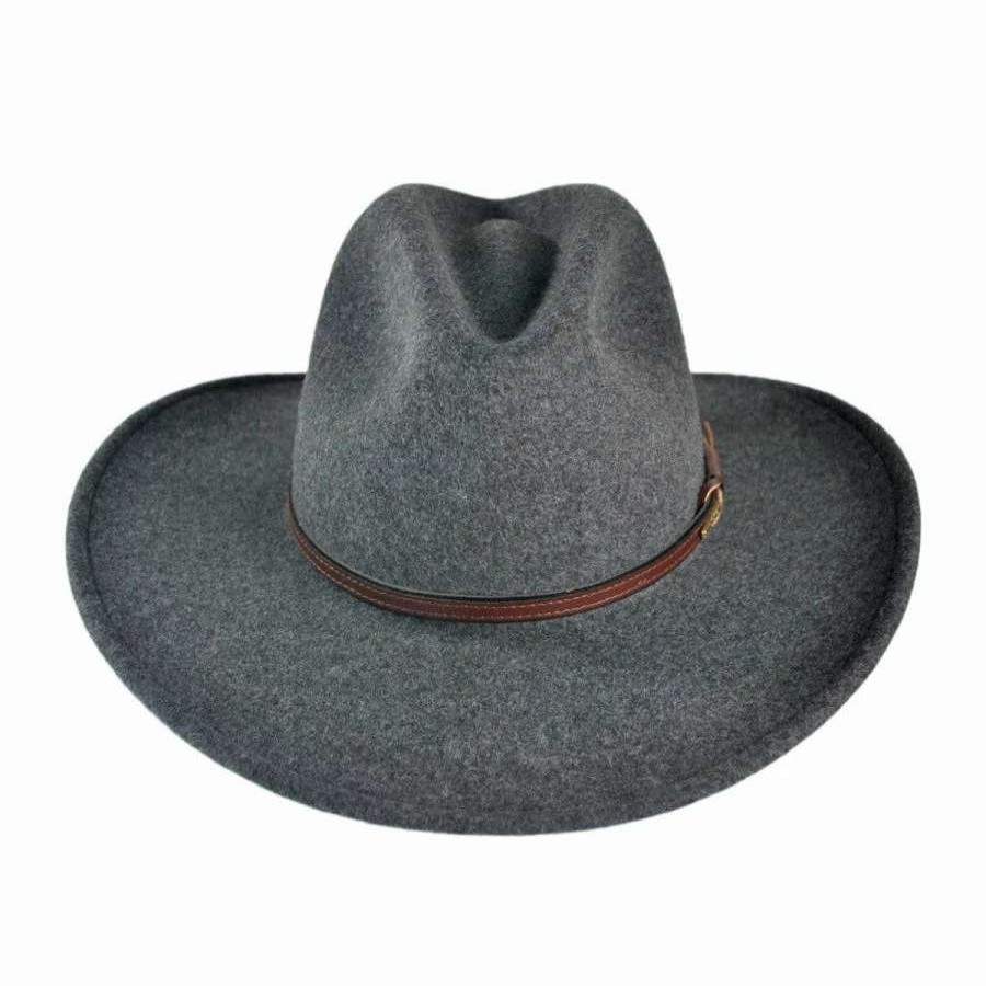 Fedoras * | Stetson Grey Bull Crushable Wool Felt Aussie Hat