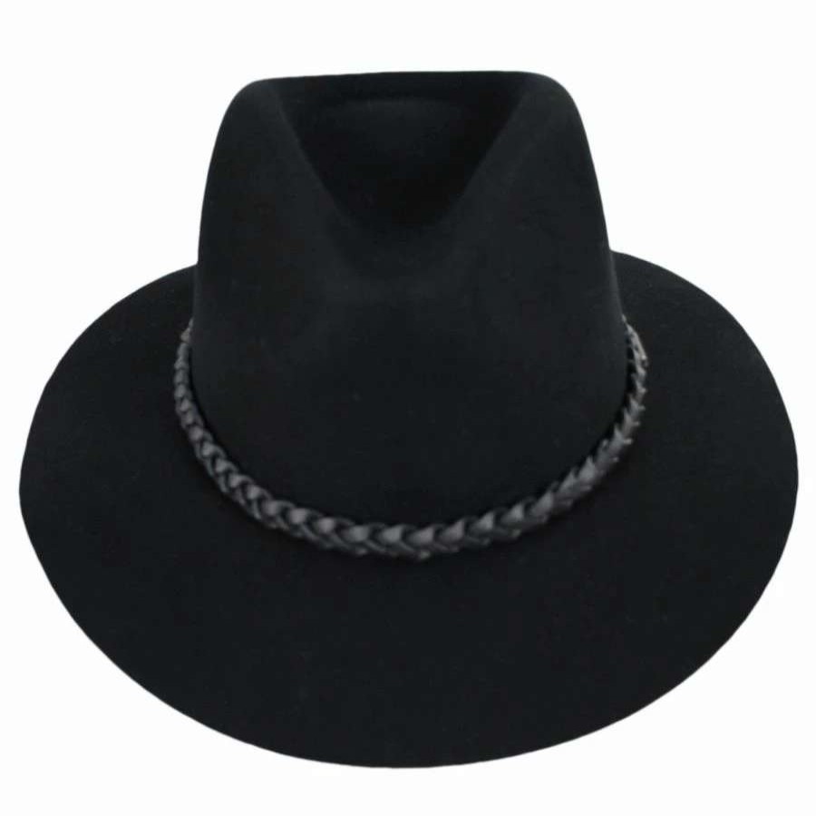 Cowboy & Western Hats * | Messer Wool Felt Western Fedora Hat Black