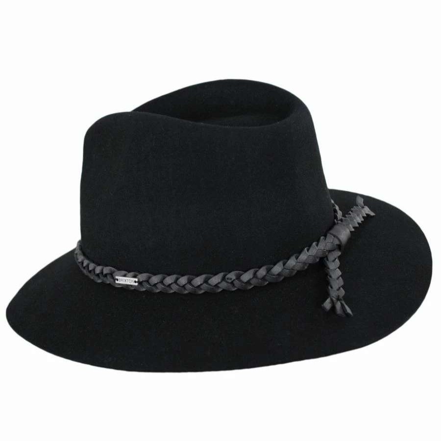 Cowboy & Western Hats * | Messer Wool Felt Western Fedora Hat Black