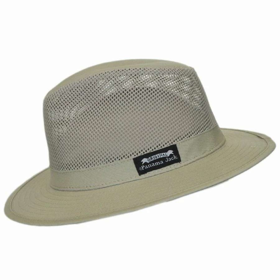 Men'S Hats * | Panama Jack Mesh Crown Cotton Safari Fedora Hat