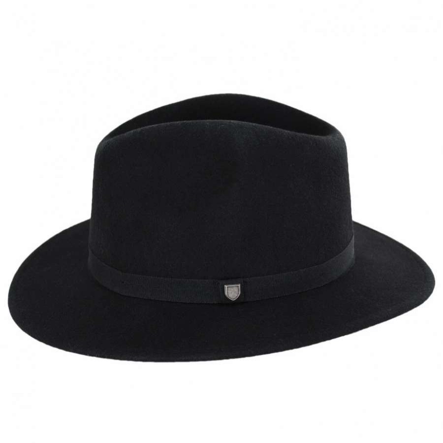 Fedoras * | Messer Packable Wool Felt Fedora Hat Black