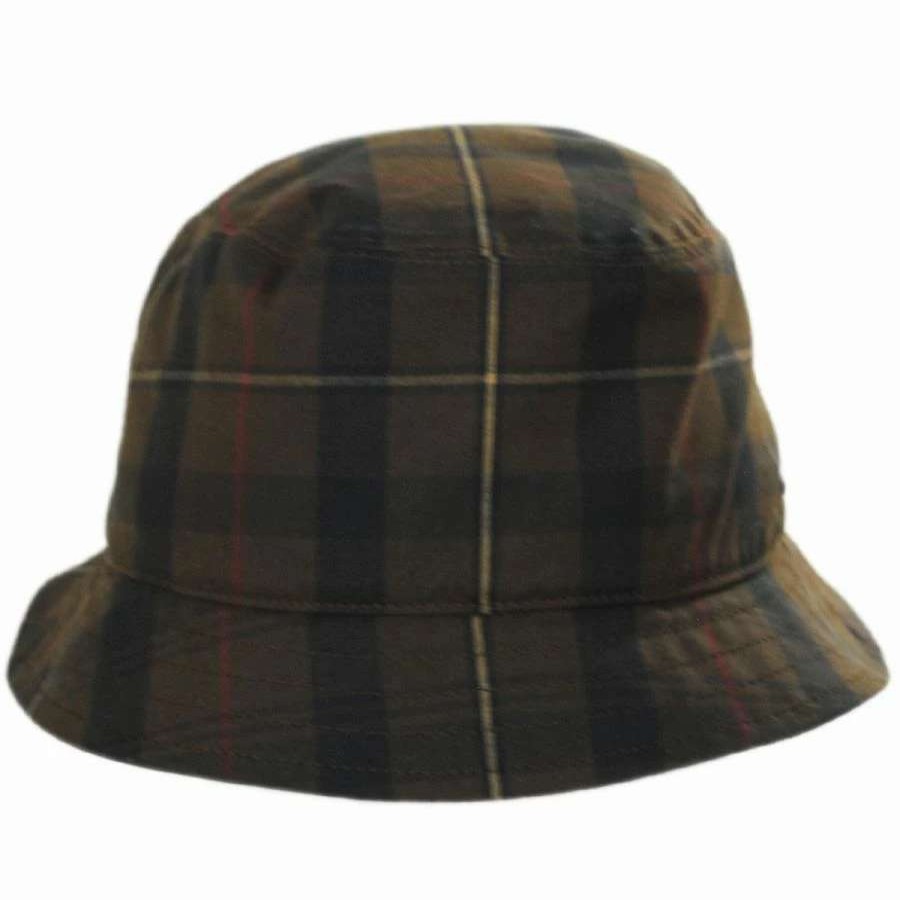 Outdoors * | British Millerain Waxed Plaid Cotton Rain Bucket Hat