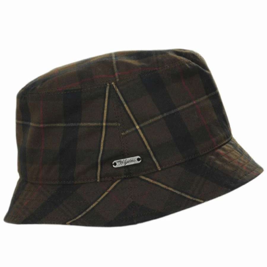 Outdoors * | British Millerain Waxed Plaid Cotton Rain Bucket Hat