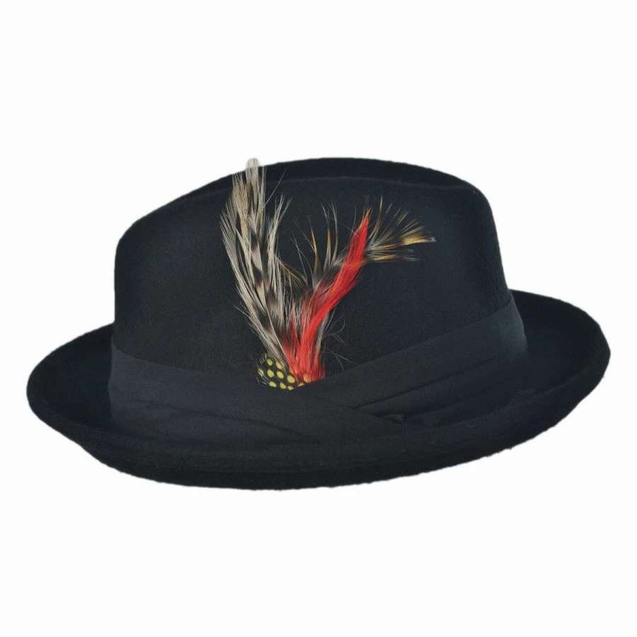 Fedoras * | Kid'S Blues Crushable Wool Felt Trilby Fedora Hat