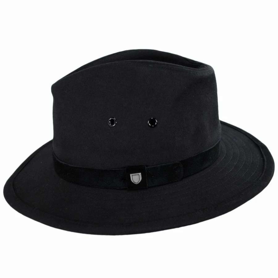 Fedoras * | Messer X Adventure Cotton Safari Fedora Hat Black