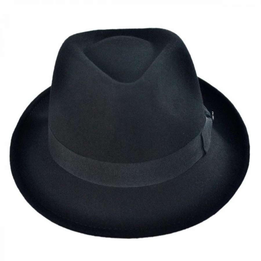 Fedoras * | Detroit Wool Felt Trilby Fedora Hat Black