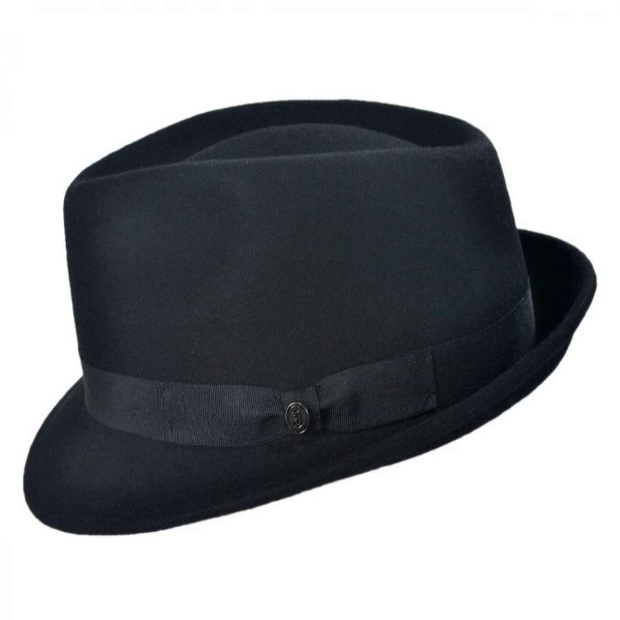 Fedoras * | Detroit Wool Felt Trilby Fedora Hat Black