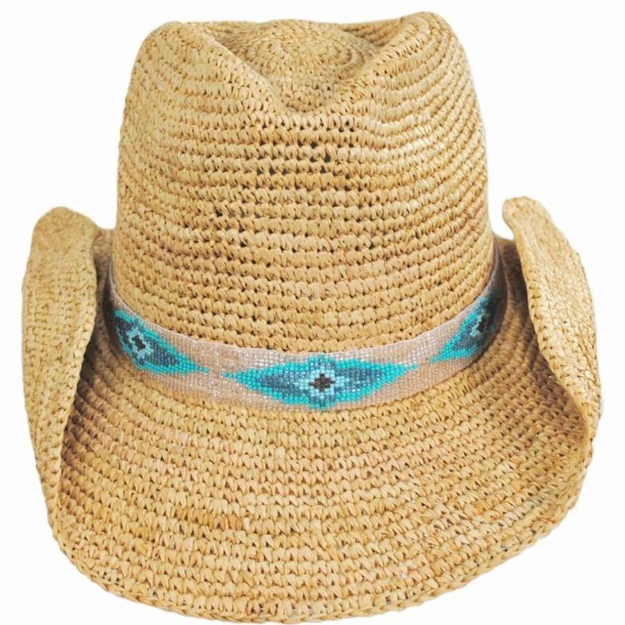 Cowboy & Western Hats * | Blue Jaye Crochet Raffia Straw Western Hat