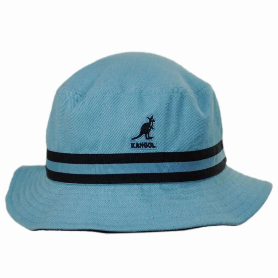 Bucket Hats * | Kangol Stripe Lahinch Cotton Bucket Hat Light Blue