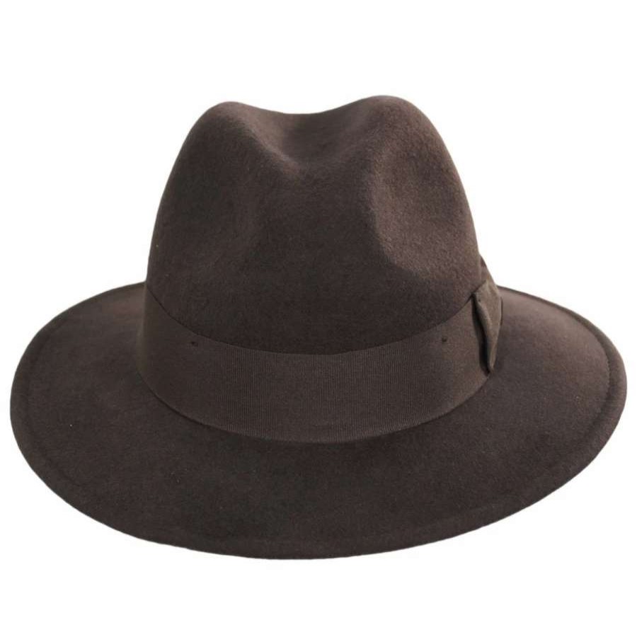 Fedoras * | Officially Licensed Crushable Wool Felt Safari Fedora Hat