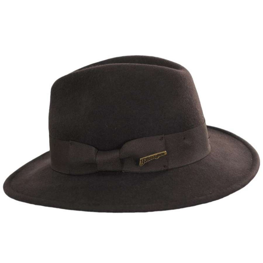 Fedoras * | Officially Licensed Crushable Wool Felt Safari Fedora Hat