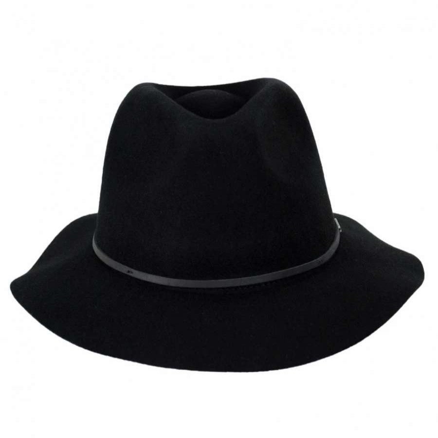 Fedoras * | Wesley Wool Felt Floppy Fedora Hat Black