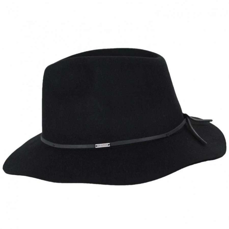 Fedoras * | Wesley Wool Felt Floppy Fedora Hat Black