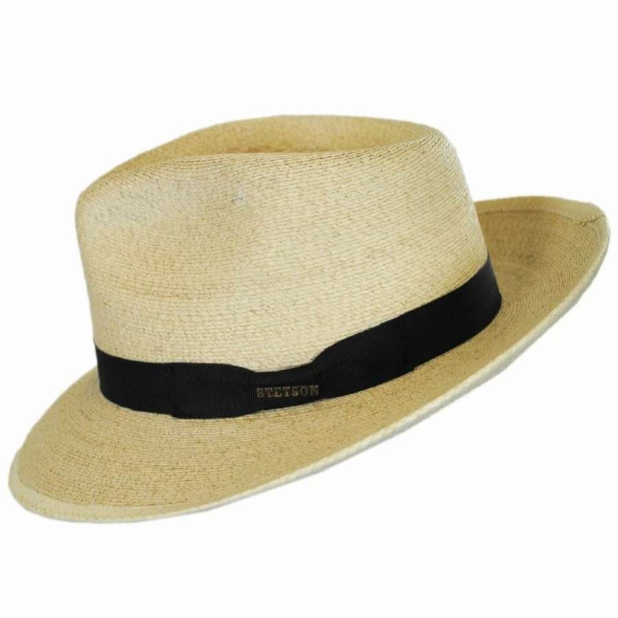 Fedoras * | Stetson Rushmore Palm Leaf Straw Fedora Hat