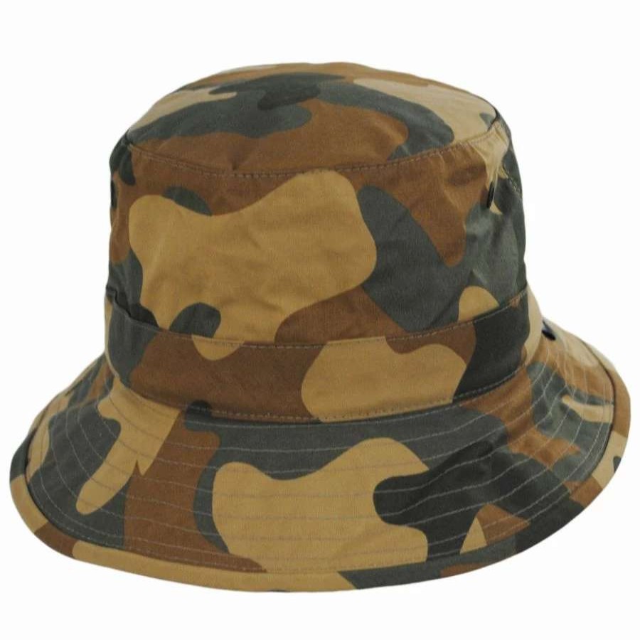 Outdoors * | Waxed Cotton Camo Bucket Hat