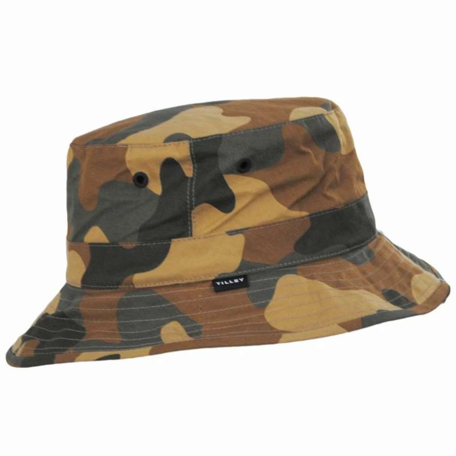 Outdoors * | Waxed Cotton Camo Bucket Hat