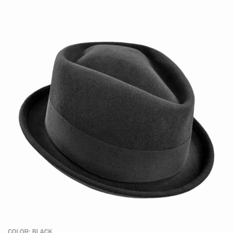 Fedoras * | Crushable Wool Felt Diamond Crown Fedora Hat