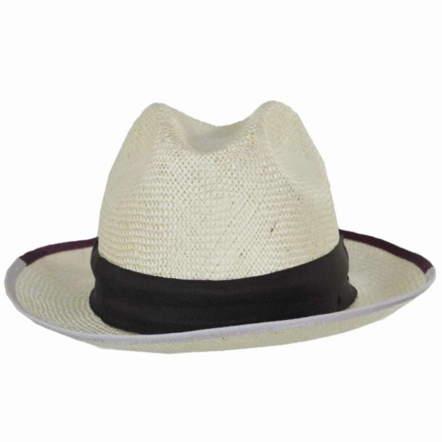 Fedoras * | Hesmond Sisal Litestraw Fedora Hat Natural/Plum