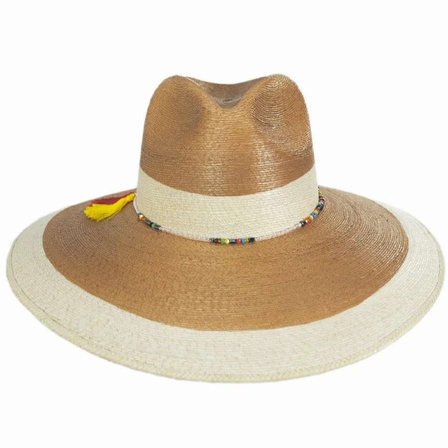 Outdoors * | Scala Elgans Two-Tone Palm Straw Fedora Hat