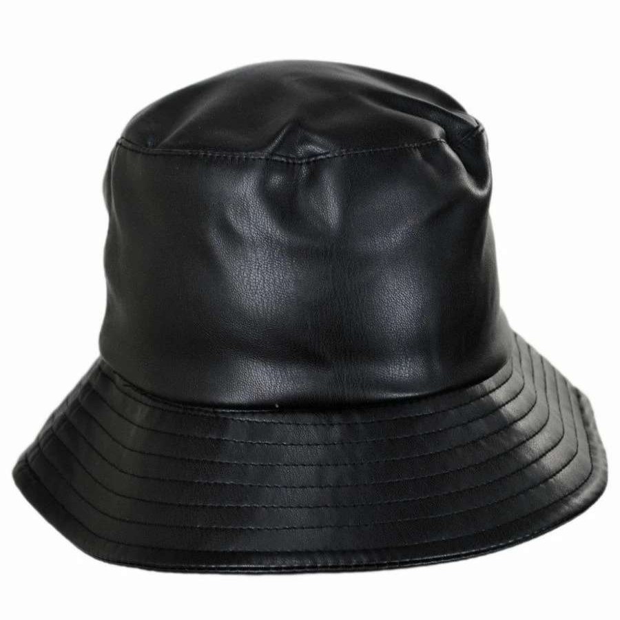 Bucket Hats * | Scala Roderick Vegan Leather Bucket Hat