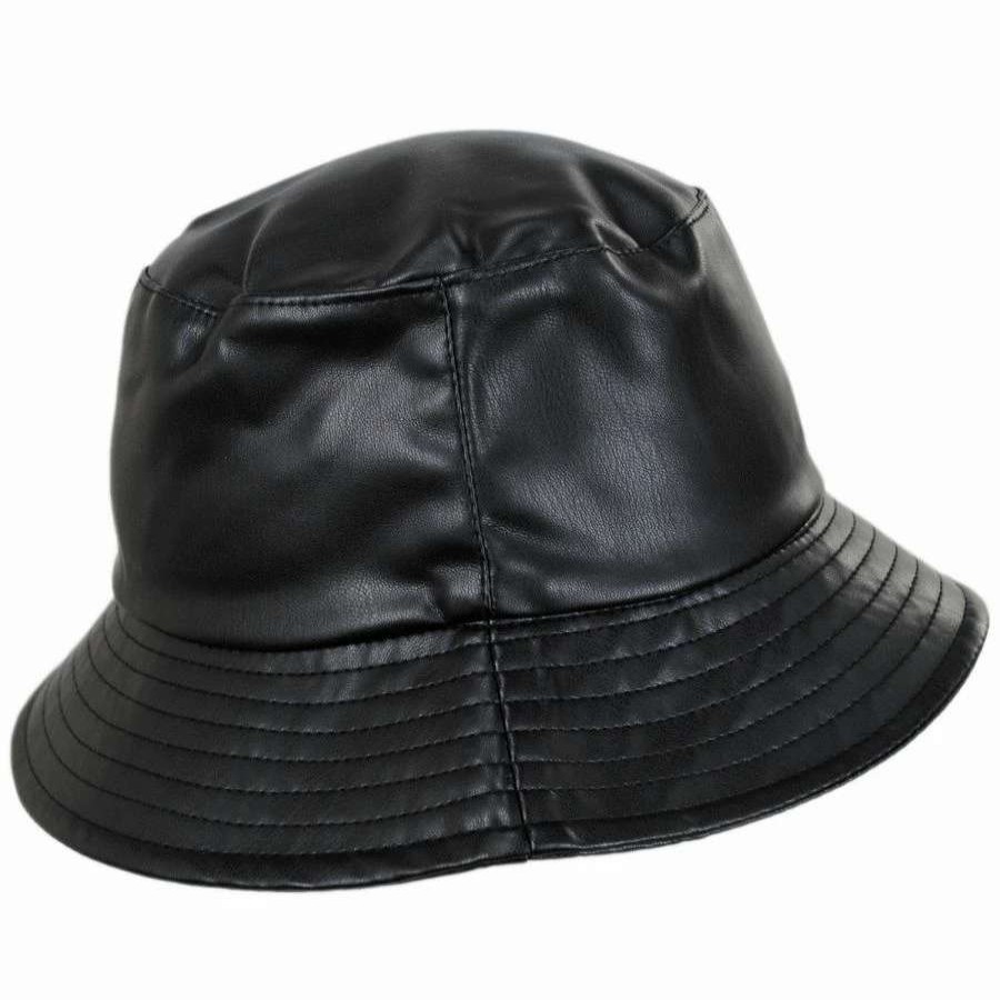 Bucket Hats * | Scala Roderick Vegan Leather Bucket Hat