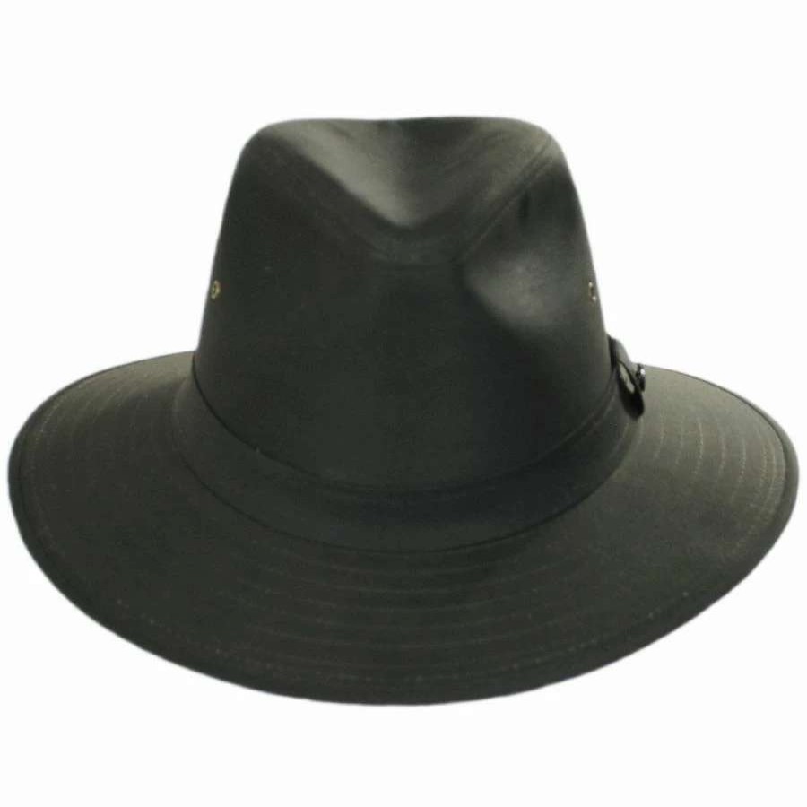 Men'S Hats * | Cotton Oilcloth Safari Fedora Hat Olive Green