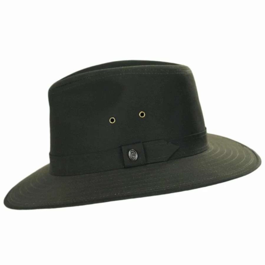 Men'S Hats * | Cotton Oilcloth Safari Fedora Hat Olive Green