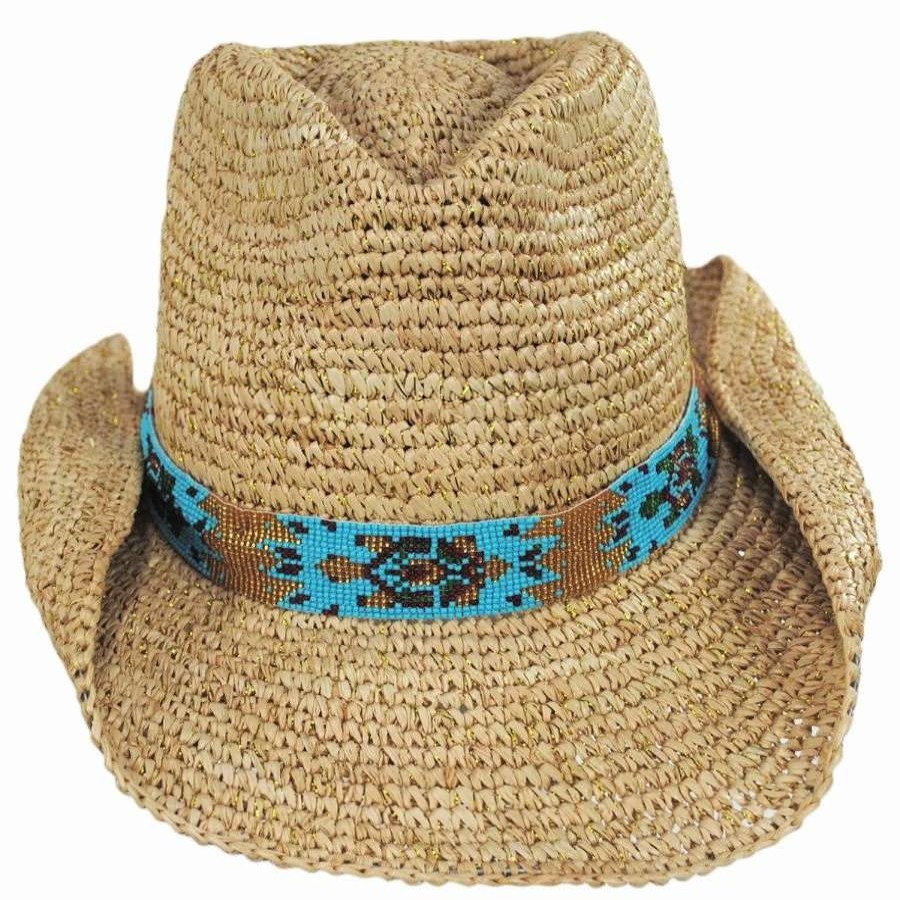 Cowboy & Western Hats * | Mazatlan Crochet Raffia Straw Western Hat