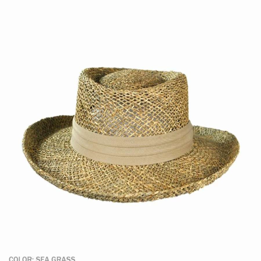 Fedoras * | Pebble Beach Seagrass Straw Gambler Hat