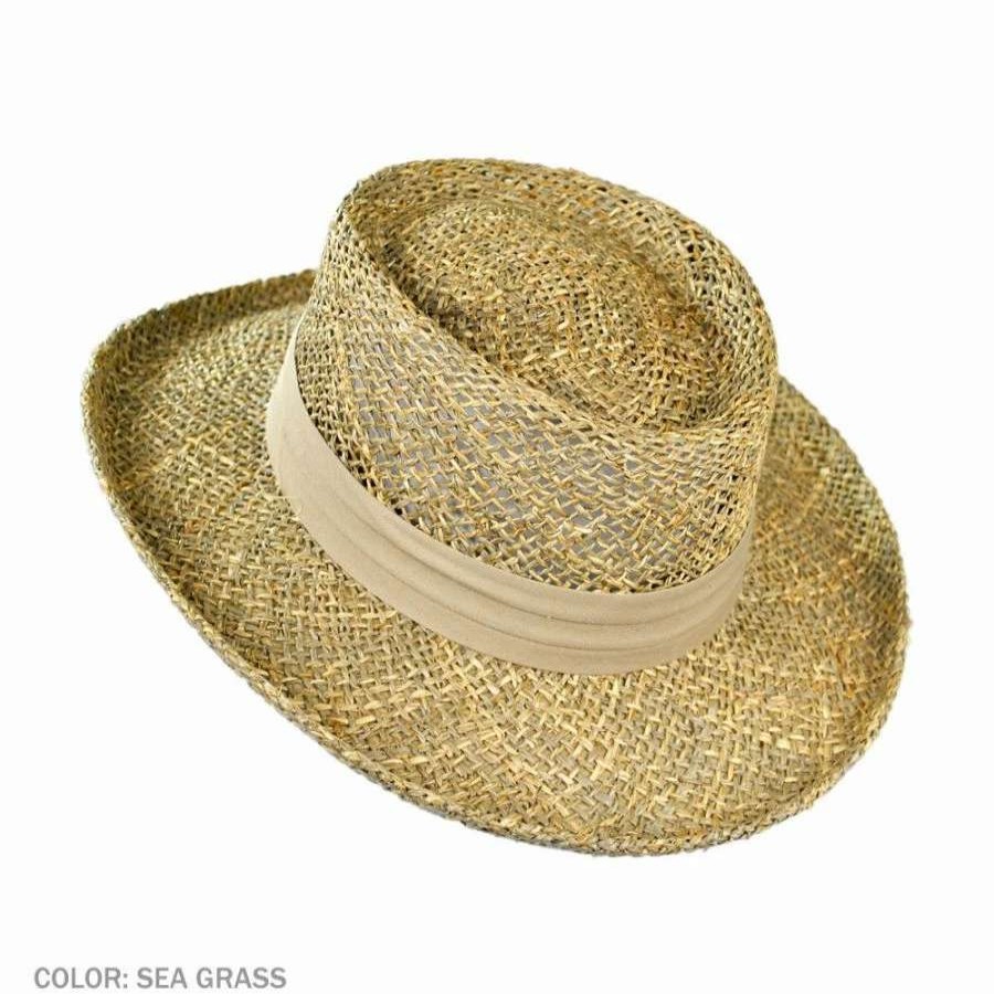 Fedoras * | Pebble Beach Seagrass Straw Gambler Hat