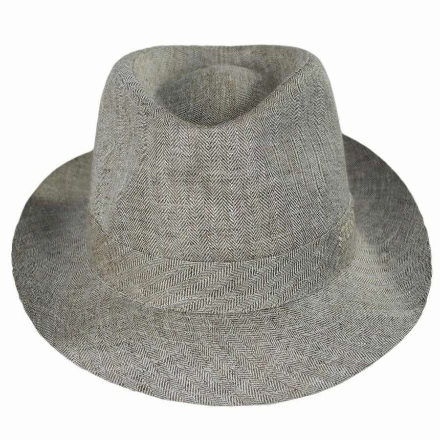 Fedoras * | Stetson Linen Herringbone Trilby Fedora Hat