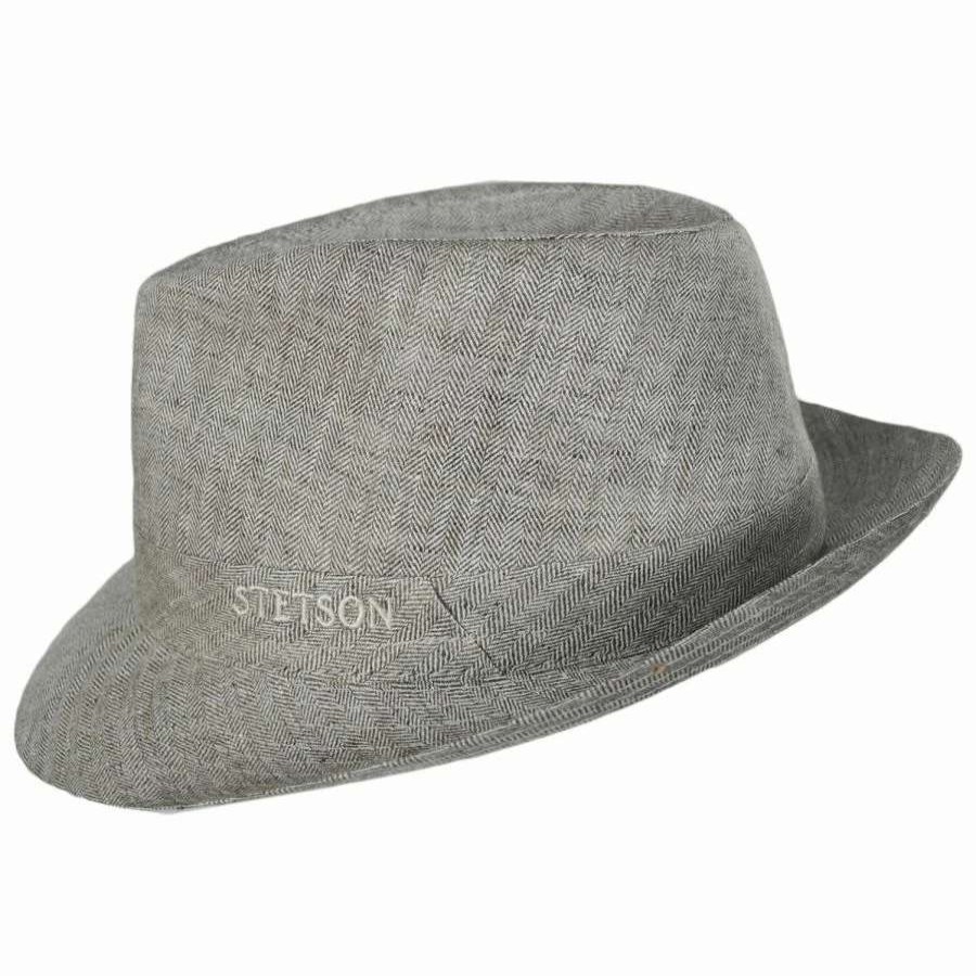 Fedoras * | Stetson Linen Herringbone Trilby Fedora Hat