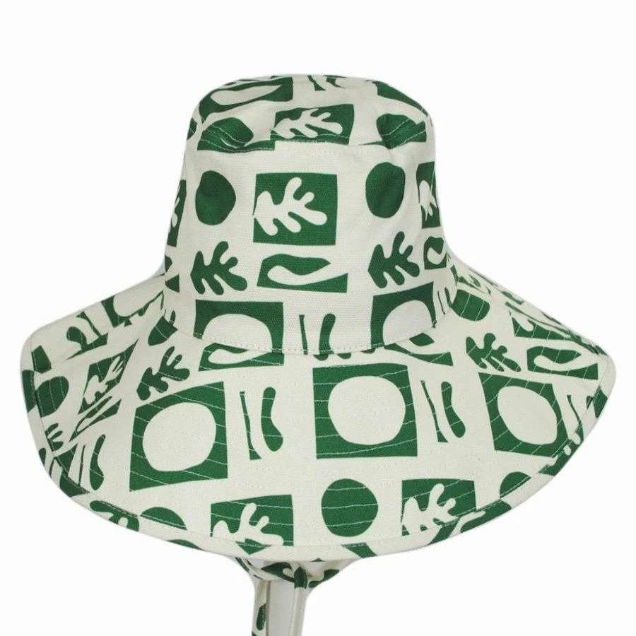 Bucket Hats * | Holiday Retro Cotton Bucket Hat White/Green