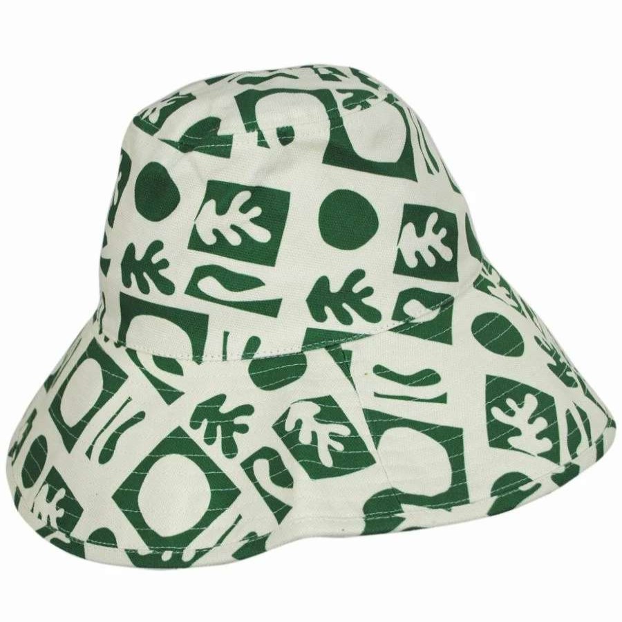 Bucket Hats * | Holiday Retro Cotton Bucket Hat White/Green