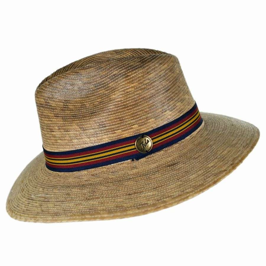 Women'S Hats * | Striped Band Explorer Palm Straw Fedora Hat