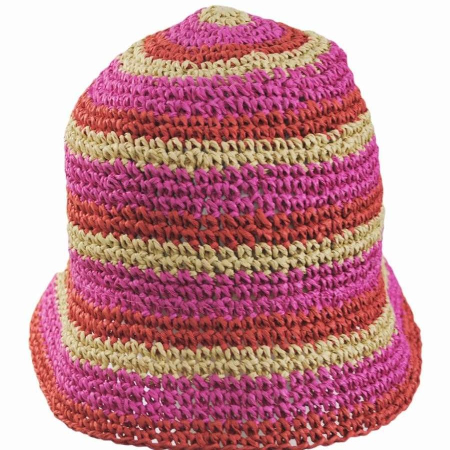 Bucket Hats * | Palo Striped Crochet Toyo Bucket Hat